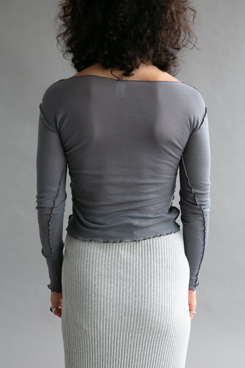 お歳暮 人気 オシャレ Amhar - Sleeve Long Gerrymandered Baserange Blue Garmentory | トップス