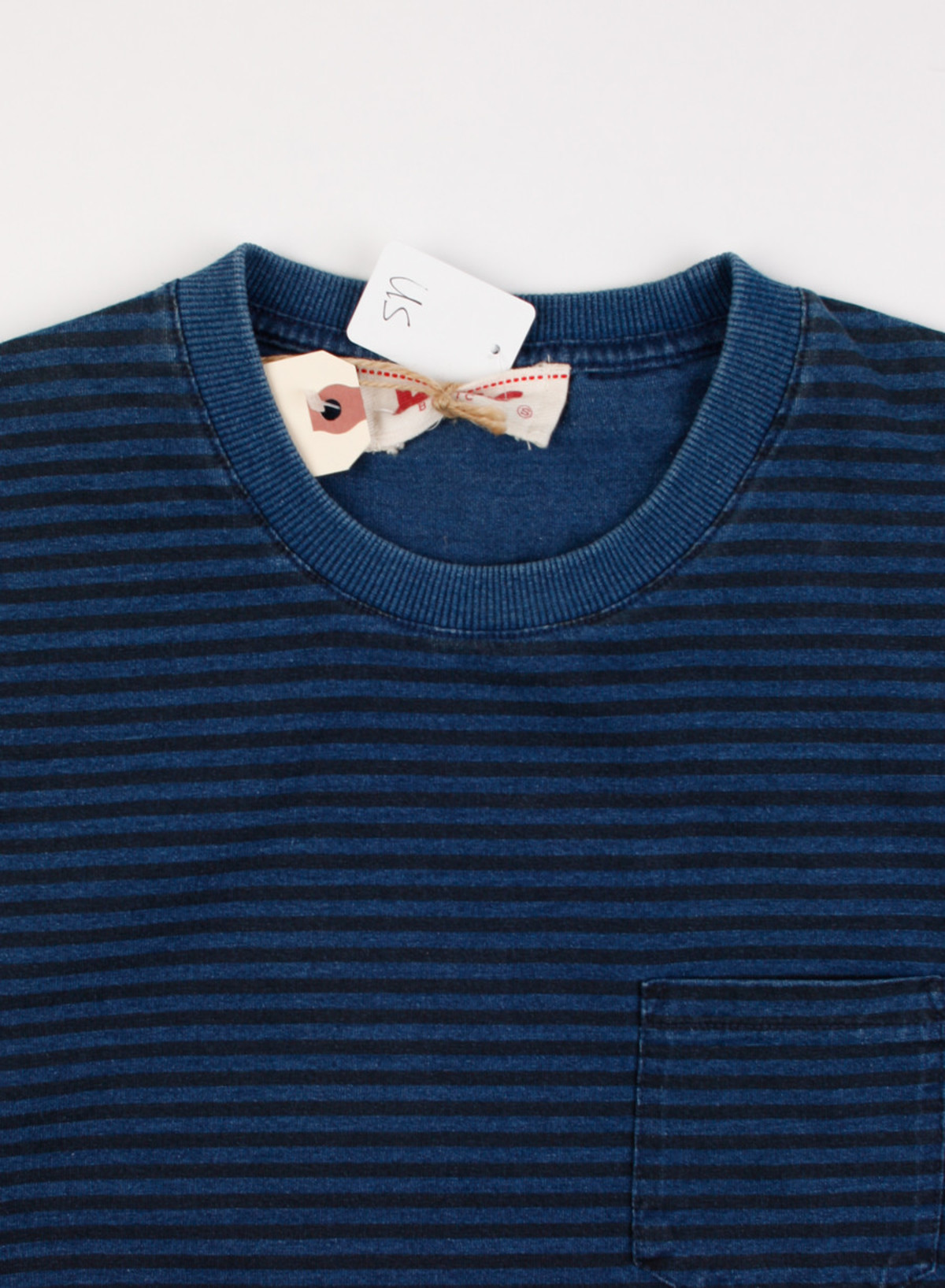 YMC - Washed Indigo Stripe Pocket Tee | Garmentory