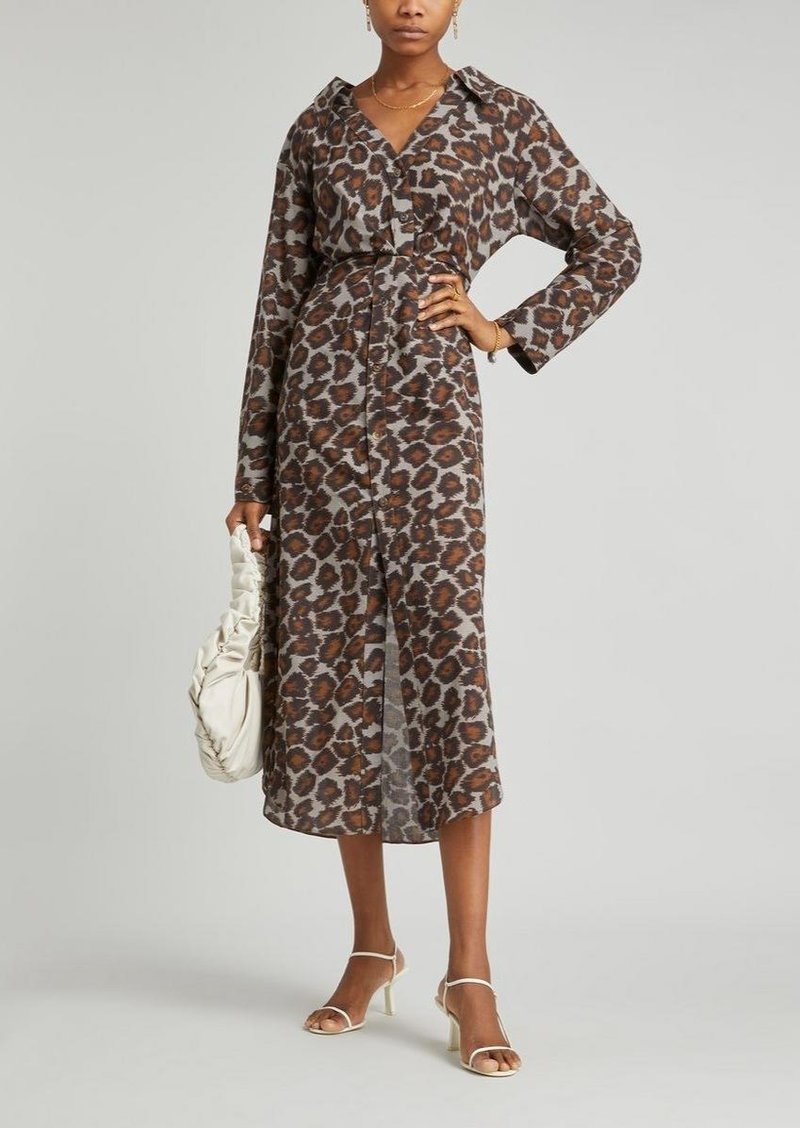 Nanushka ROUNDED SLEEVE MIDI DRESS 新品タグ付 Nanushka Ayse Dress - Crayon Ocelot | Garmentory