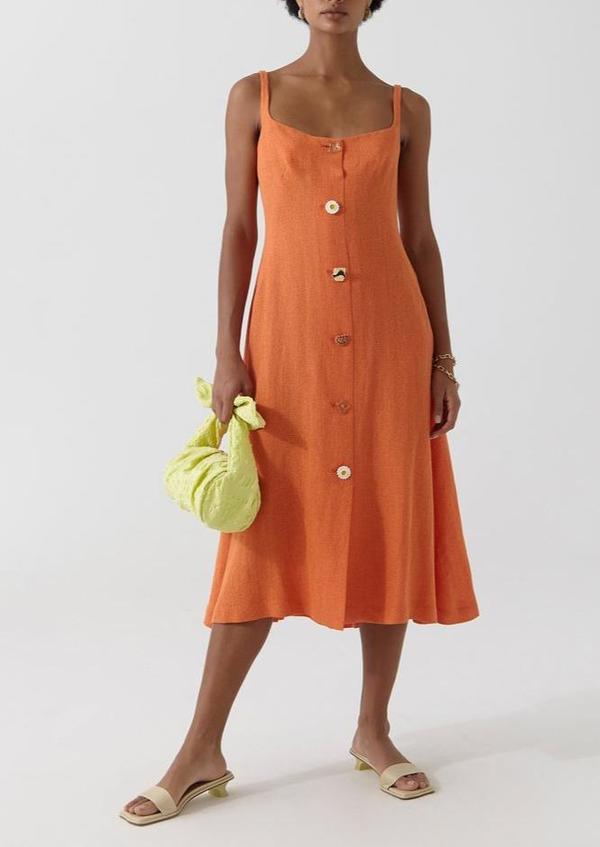 rejina pyo orange dress Silk Long Dress