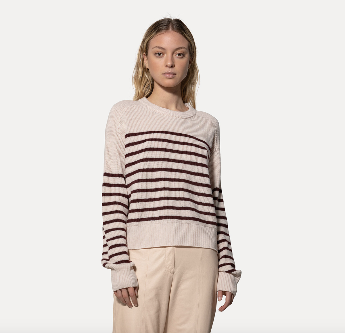 Forte Forte Striped Ribbed Merino Oversized Sweater - Avorio - Image 2 of 5