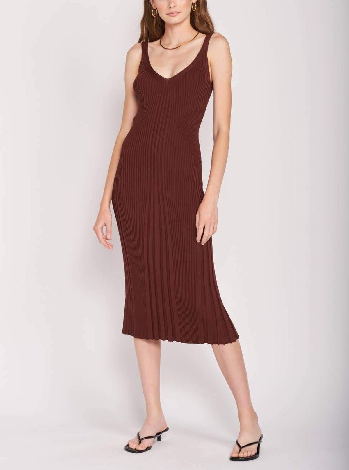 chocolate brown ribbed dress Dark brown ribbed knit button front dress