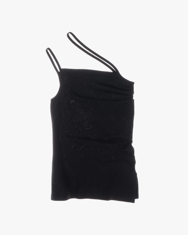 Helmut Lang Ribbed Asymmetrical Tank Top - Basalt Black