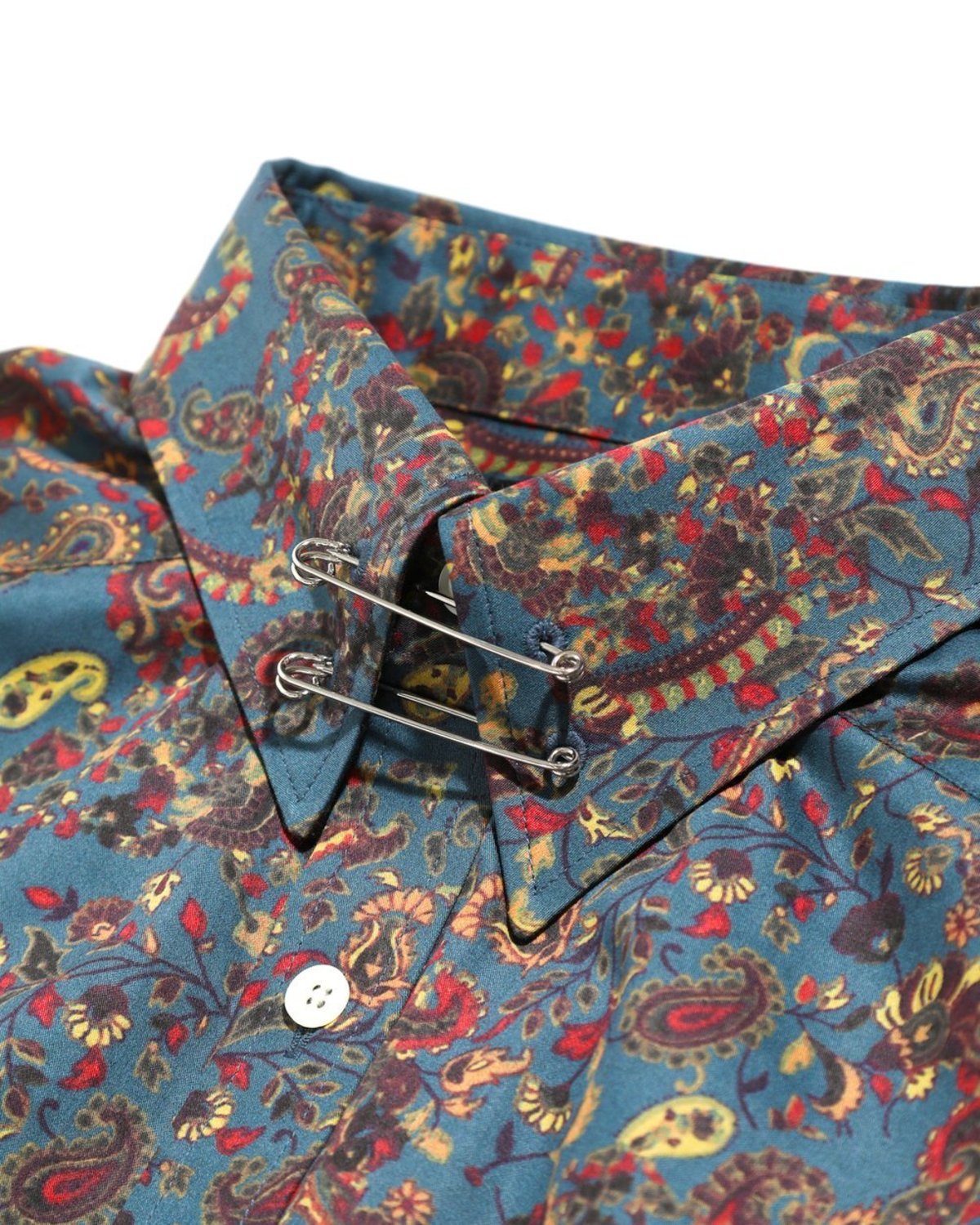 Needles Cotton Sateen Pinhole EDW Shirt - Paisley Pattern/Blue