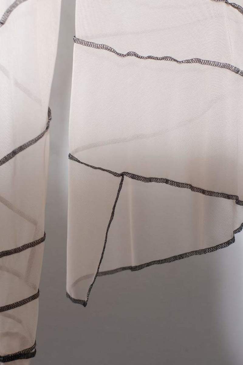 Overall Office Tulle Knit Spiral Top - Beige