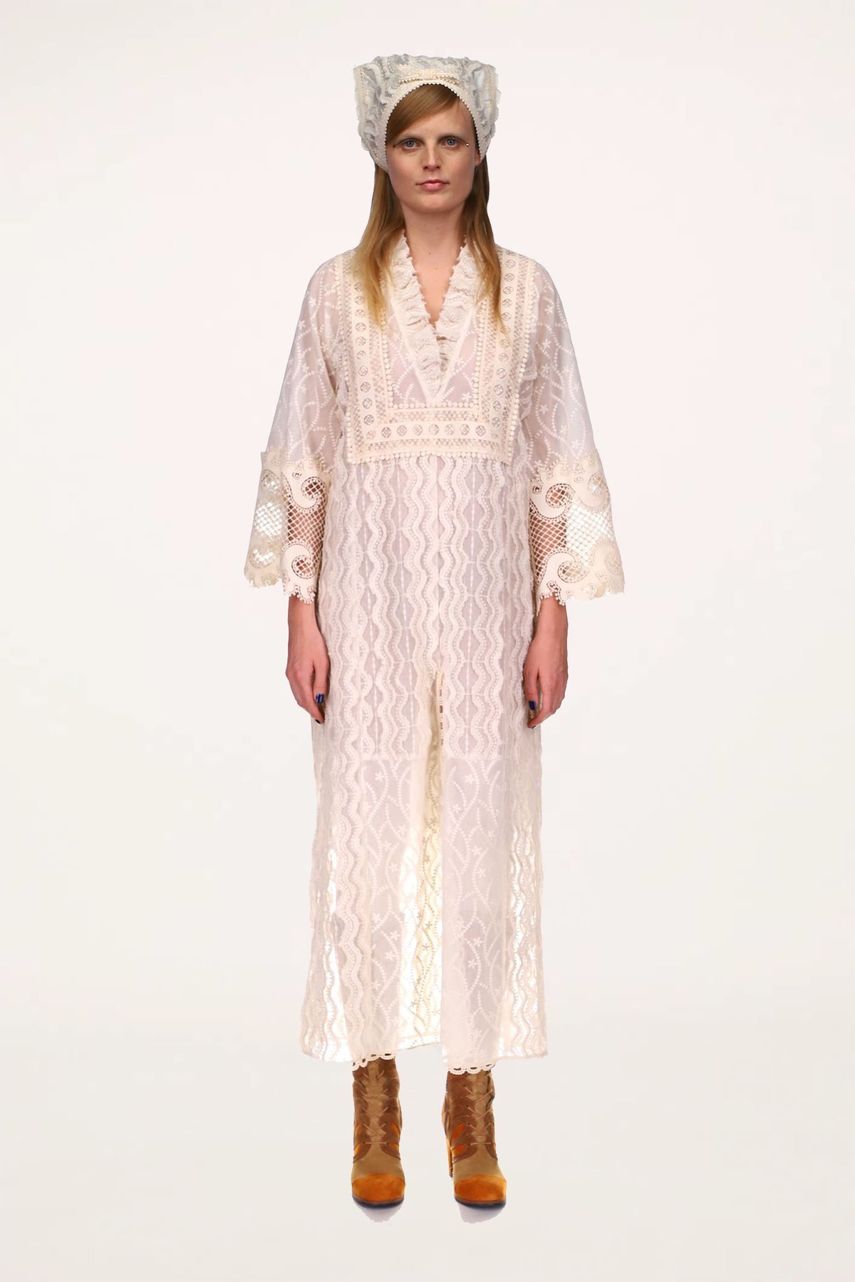 Anna Sui Botanical Lace Kaftan dress - ivory - Image 2 of 4