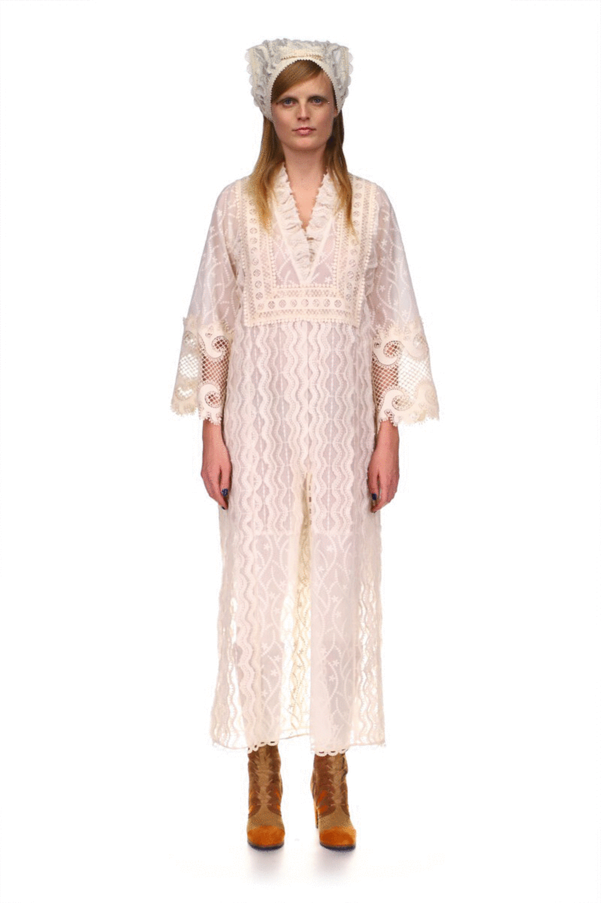 Anna Sui Botanical Lace Kaftan dress - ivory - Image 4 of 4