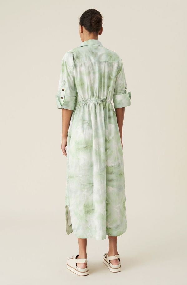 Ganni Kelly Tie Dye Dress - Kelly Green/White | Garmentory
