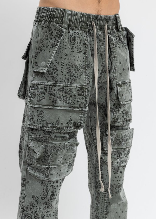 Black Lux Bandana Tie Dye Pants - grey 