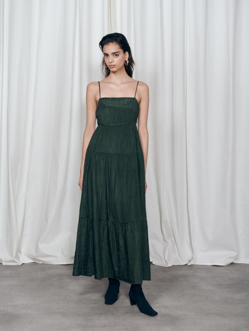 Silk Laundry Crinkle Bounce Dress - Cedar