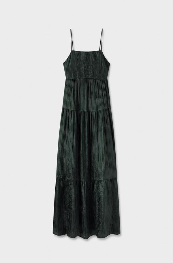Silk Laundry Crinkle Bounce Dress - Cedar