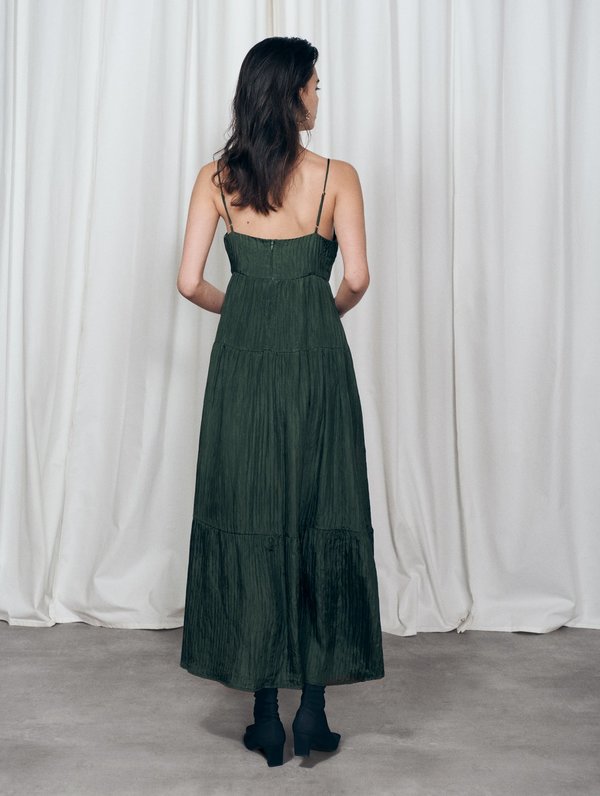 Silk Laundry Crinkle Bounce Dress - Cedar