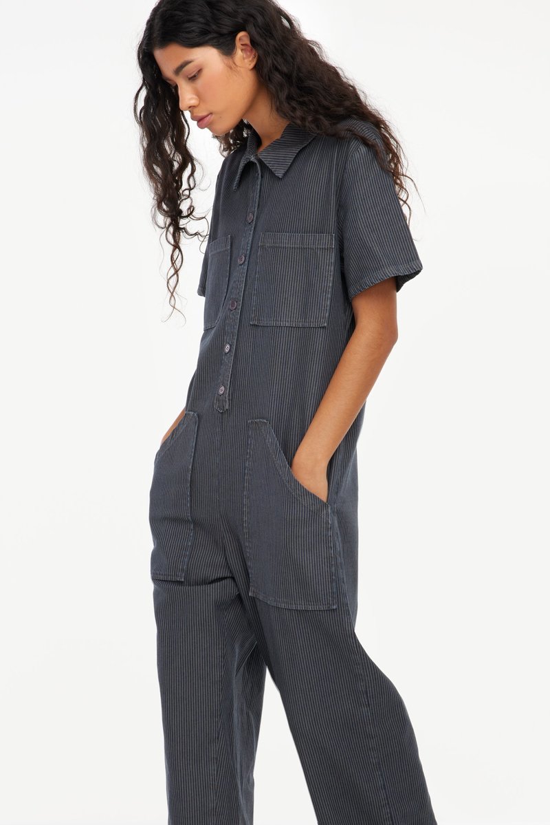 Lacausa Lucky Jumpsuit - Charcoal Railroad