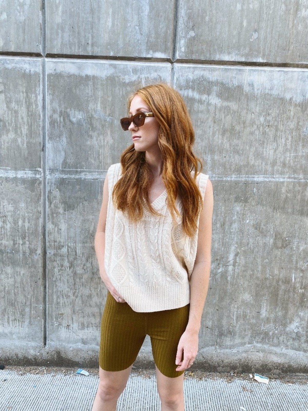 Pipe & Row Ribbed Bike Shorts - Army Olive - Image 3 of 6