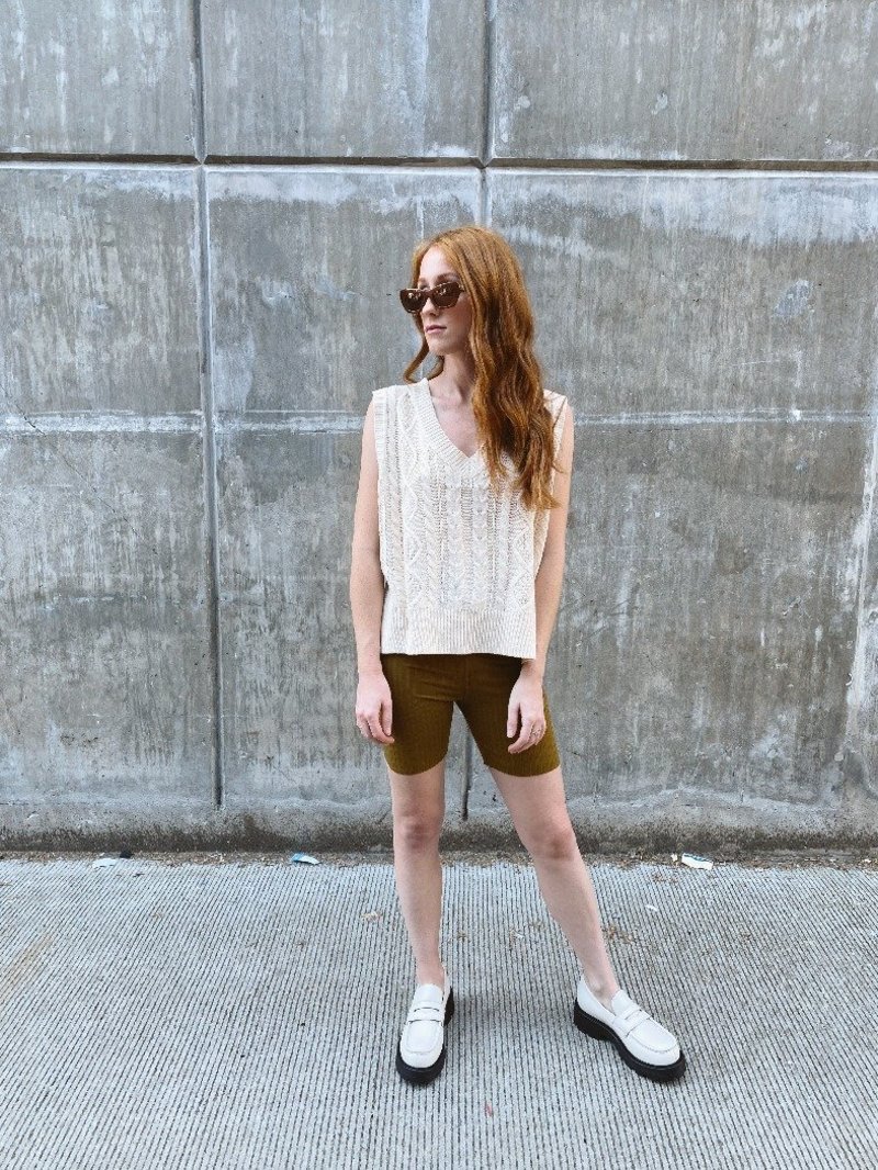 Pipe & Row Ribbed Bike Shorts - Army Olive