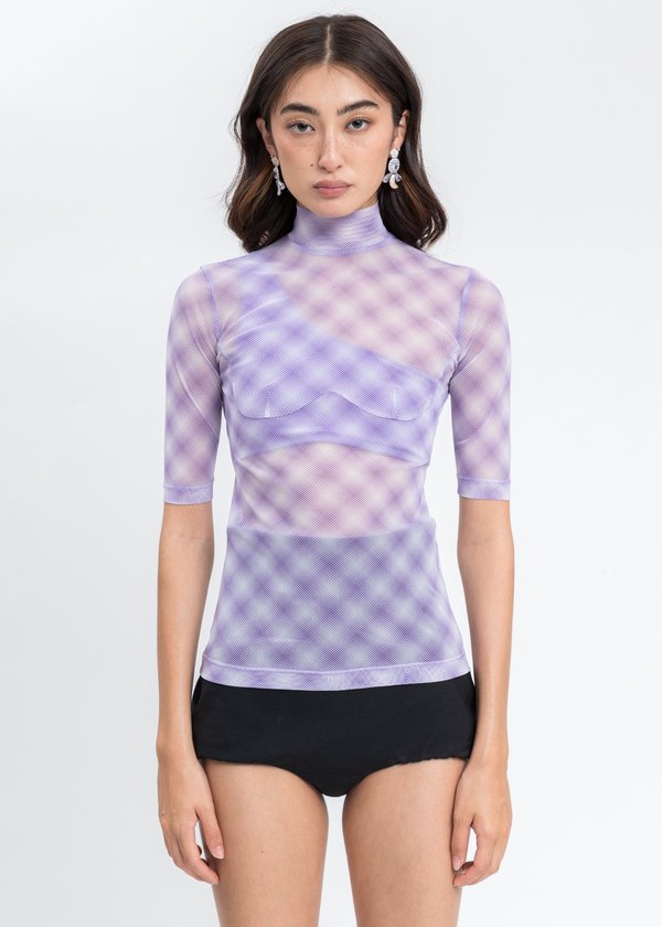 Shushu/Tong Mesh Check Top - Purple | Garmentory