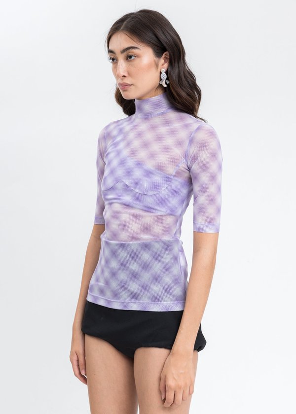 Shushu/Tong Mesh Check Top - Purple | Garmentory