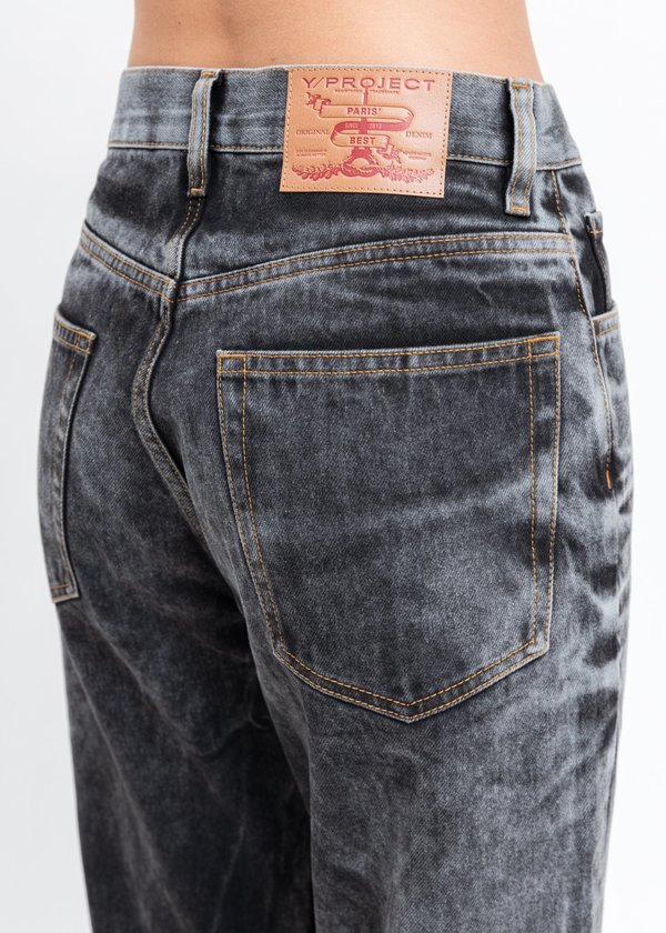Y/project Acid Wash Cowboy Cuff Jeans - Black | Garmentory
