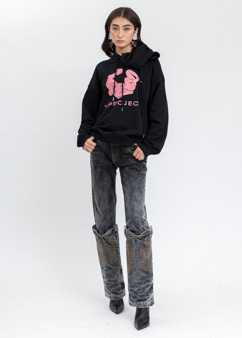 Y/project Acid Wash Cowboy Cuff Jeans - Black | Garmentory