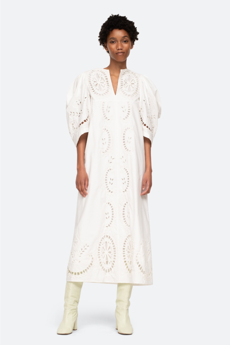 Sea NY Santos Eyelet Dress - White | Garmentory 