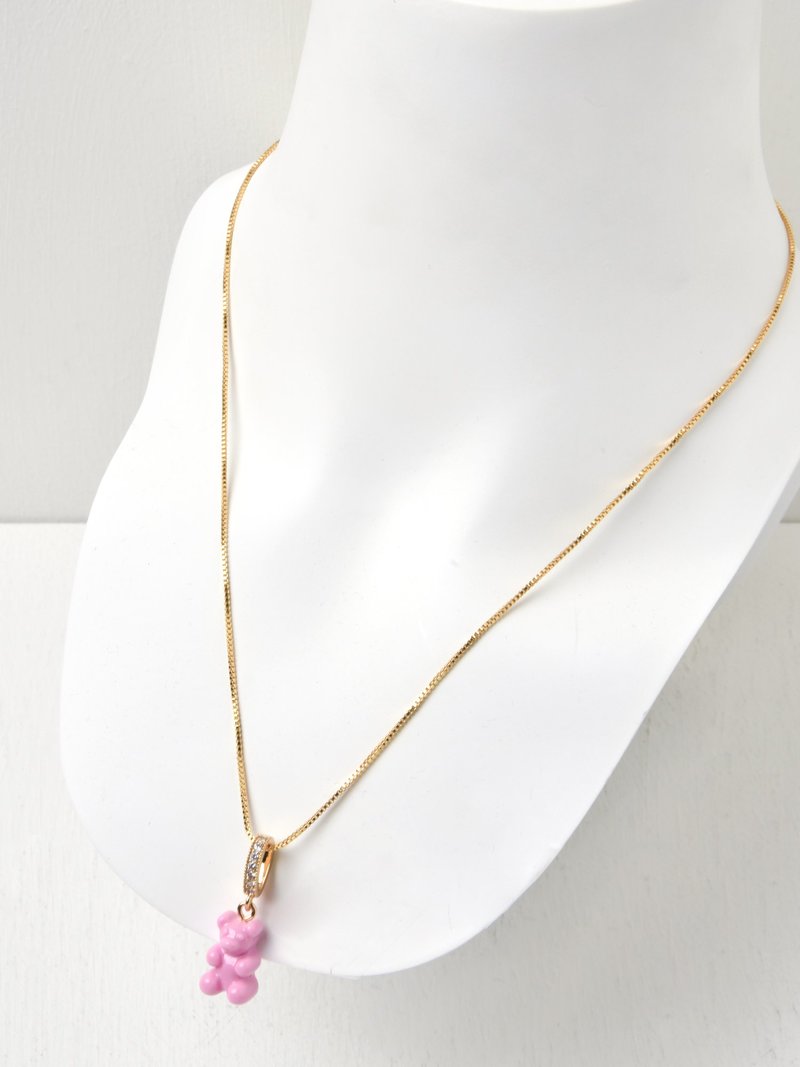 CRYSTAL HAZE NOSTALGIA BEAR PENDANT - PAVE CANDY PINK