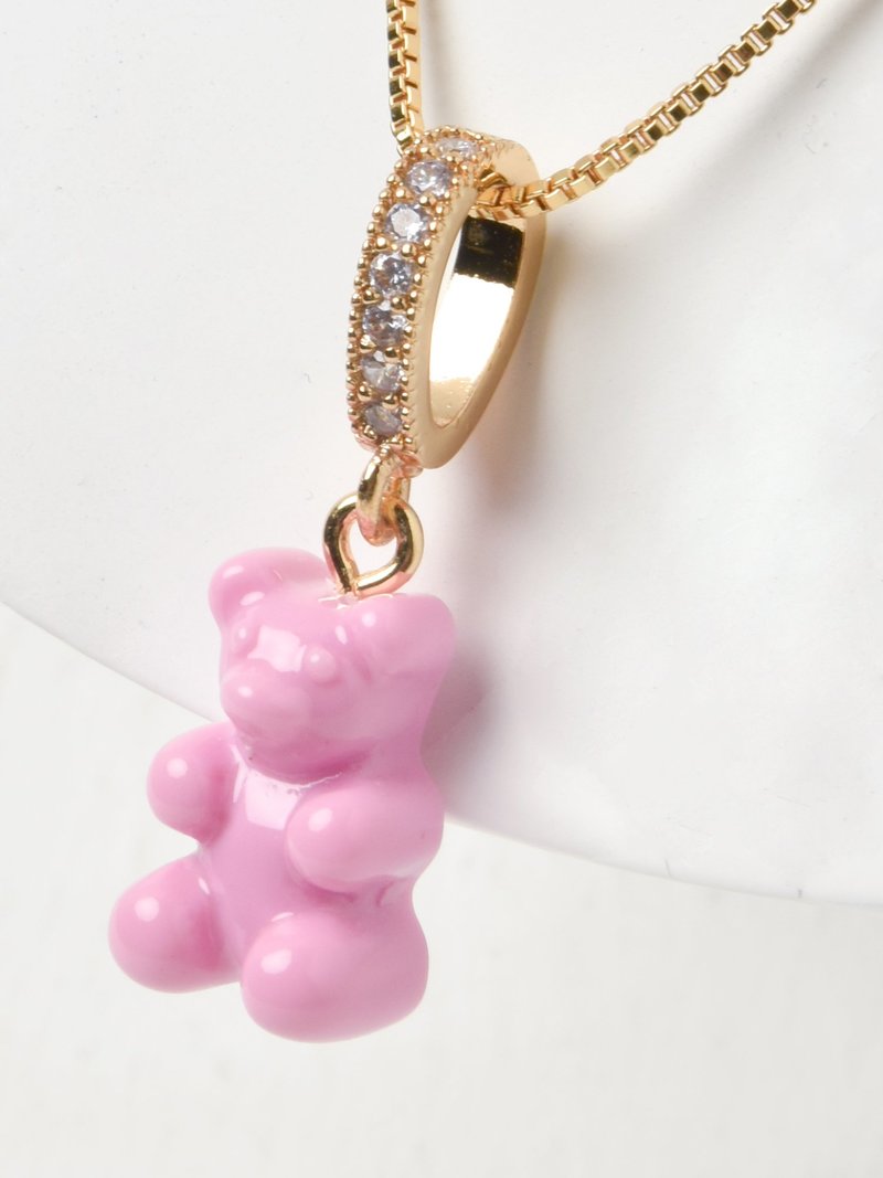 CRYSTAL HAZE ◆ PENDANT_NOSTALGIA BEAR PAVE CANDY PINK Nostalgia Bear - Pave Connector - Gold Plated - Candy Pink