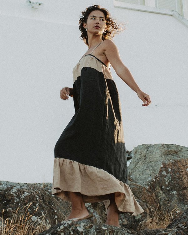 harly jae Picnic Dress - Tan/Black | Garmentory