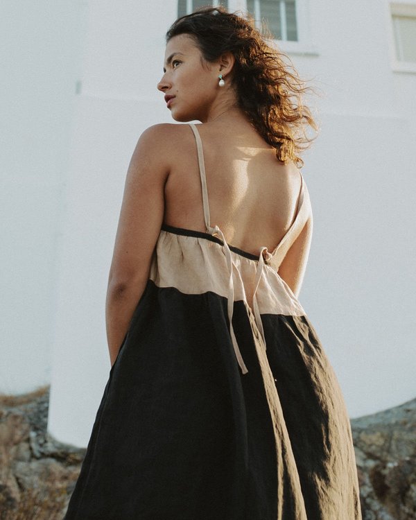 harly jae Picnic Dress - Tan/Black | Garmentory