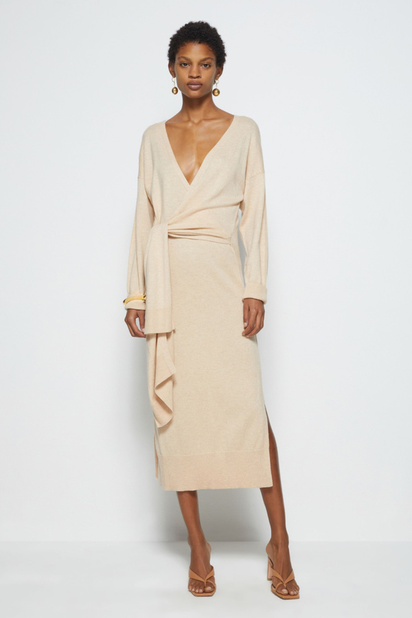 scuba knit midi dress Shirred Mesh Midi Dress – bebe main image 1