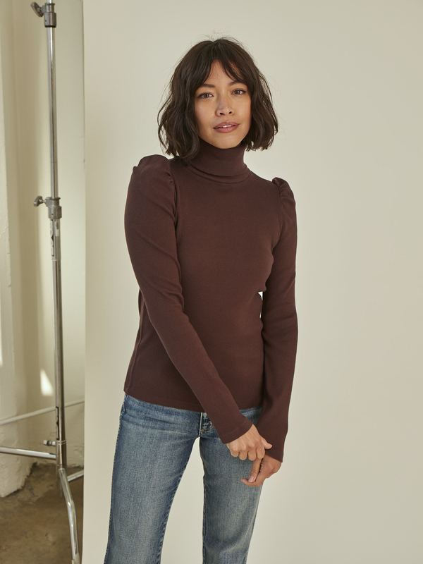 amo denim Puff Sleeve Turtleneck Mahogany Garmentory