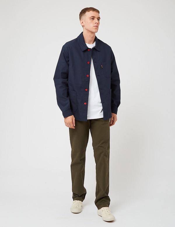 Le Laboureur Work Jacket - Navy Blue/Red Buttons | Garmentory