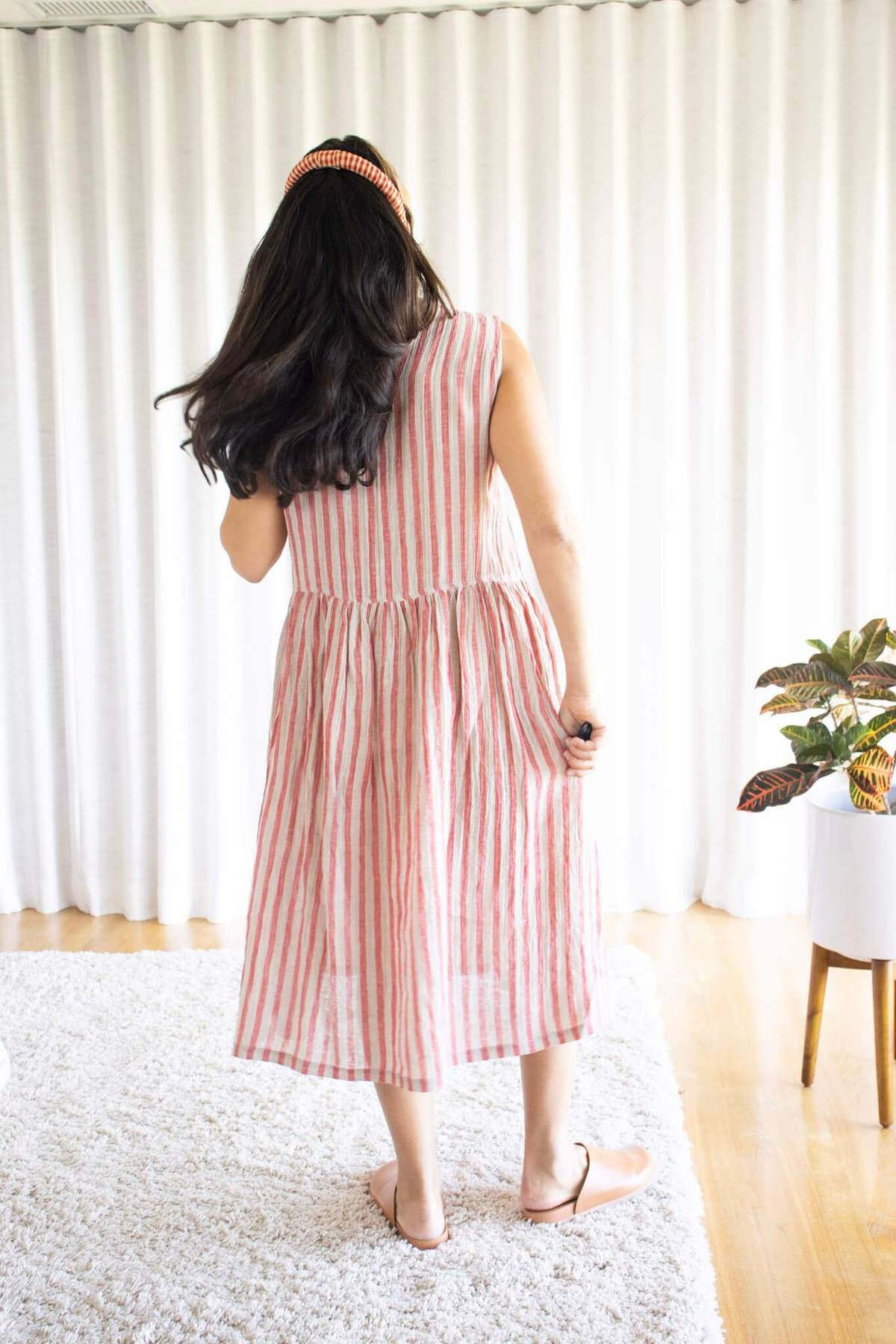chinese dress ladies Lilienne Cotton Poplin Maxi Dress Red Stripe
