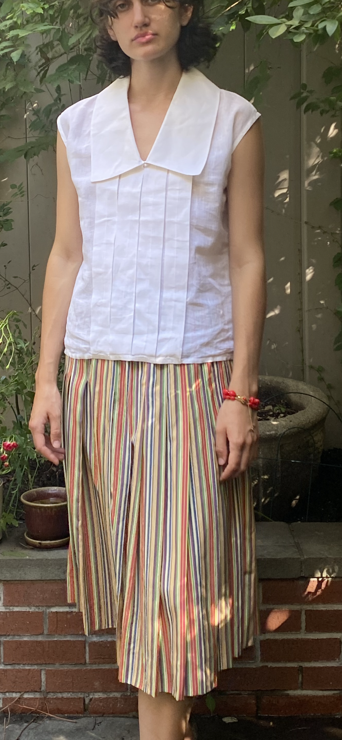 Vintage Celine Striped Silk Skirt | Garmentory