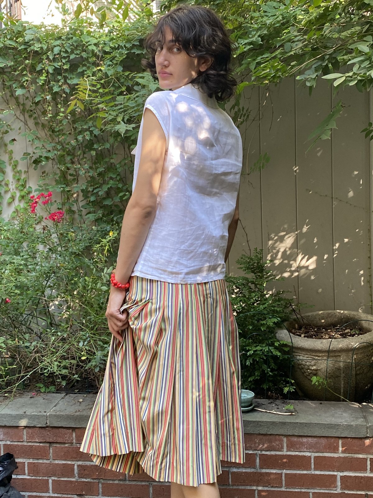 Vintage Celine Striped Silk Skirt | Garmentory