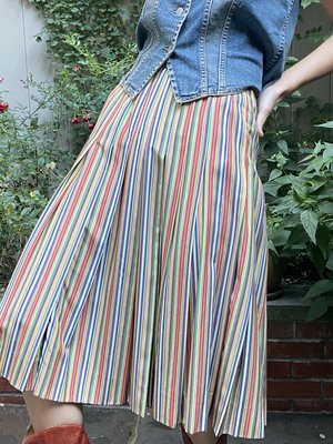 Vintage Celine Striped Silk Skirt | Garmentory