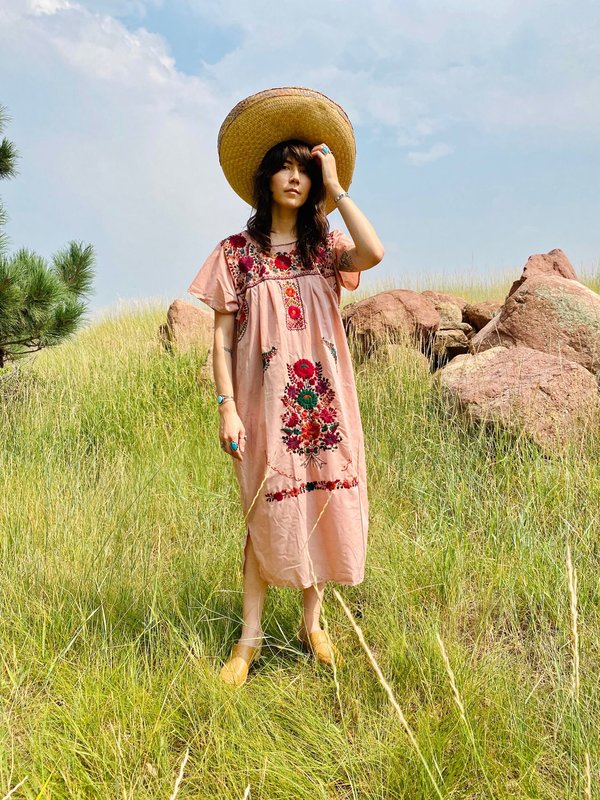 1970's 2024 peasant dress