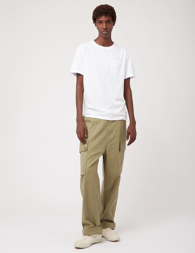 Nigel Cabourn Dutch Pant Herringbone - US Green | Garmentory