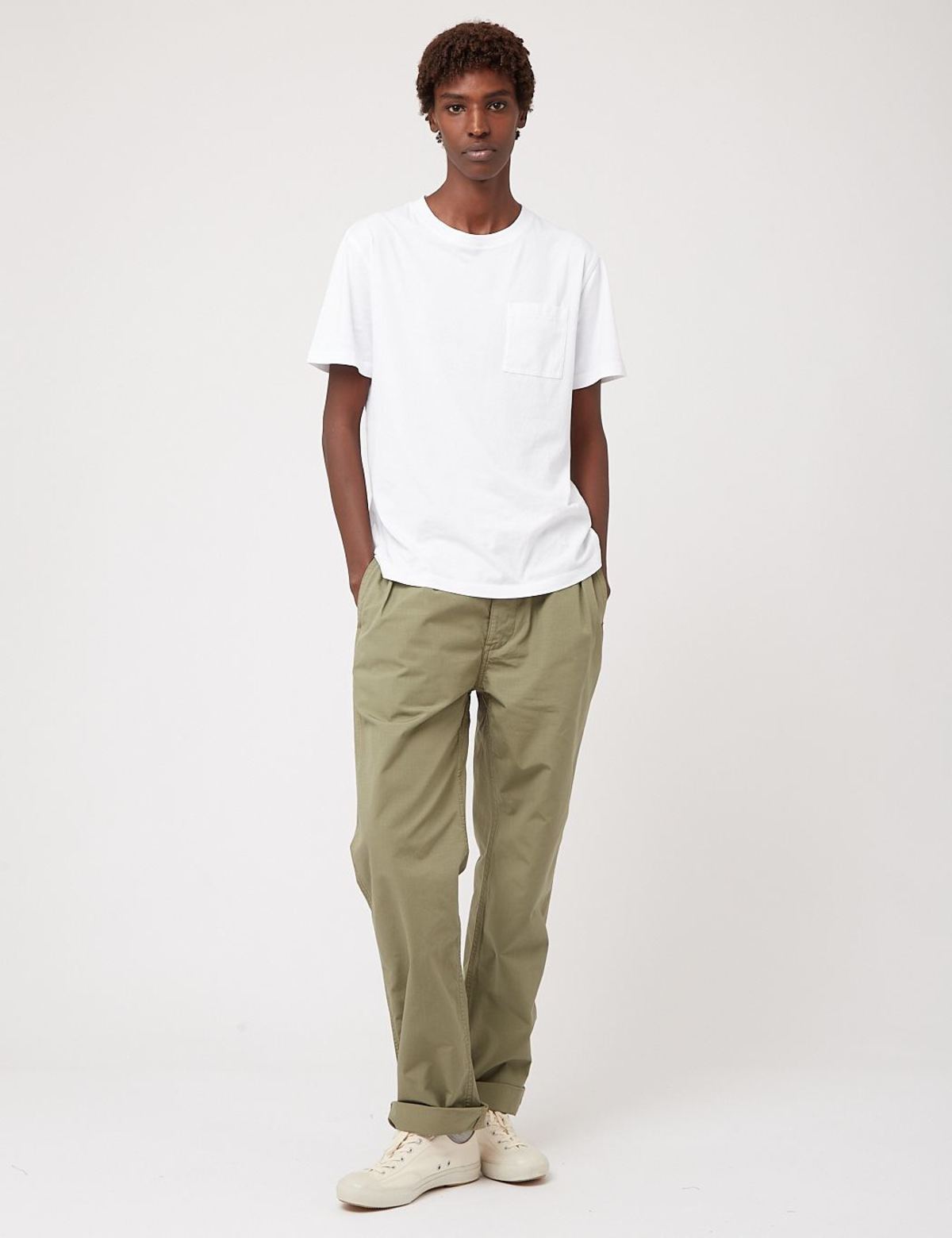 Nigel Cabourn Pleated Chino (Ripstop) - Army Green | Garmentory