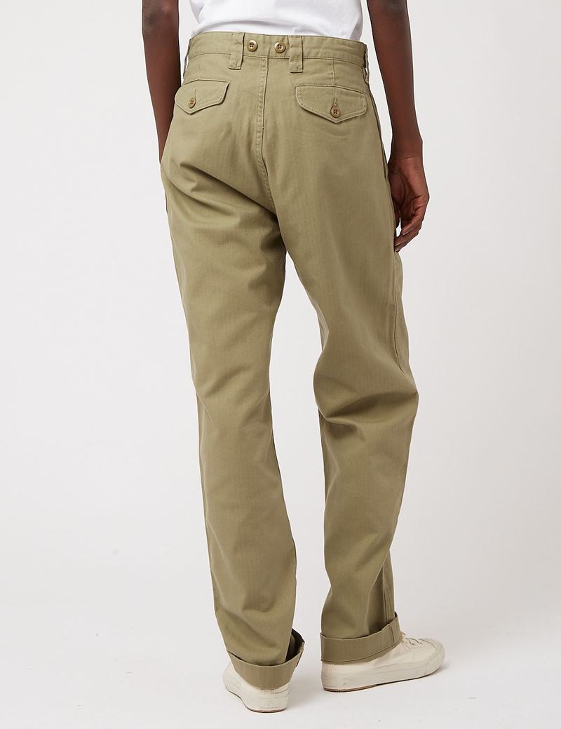 Nigel Cabourn Pleated Chino - US Green | Garmentory