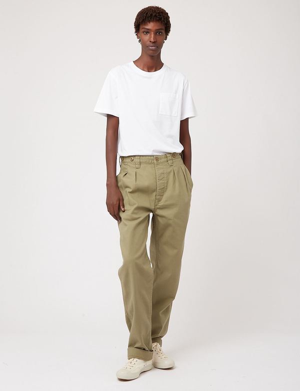 Nigel Cabourn Pleated Chino - US Green | Garmentory