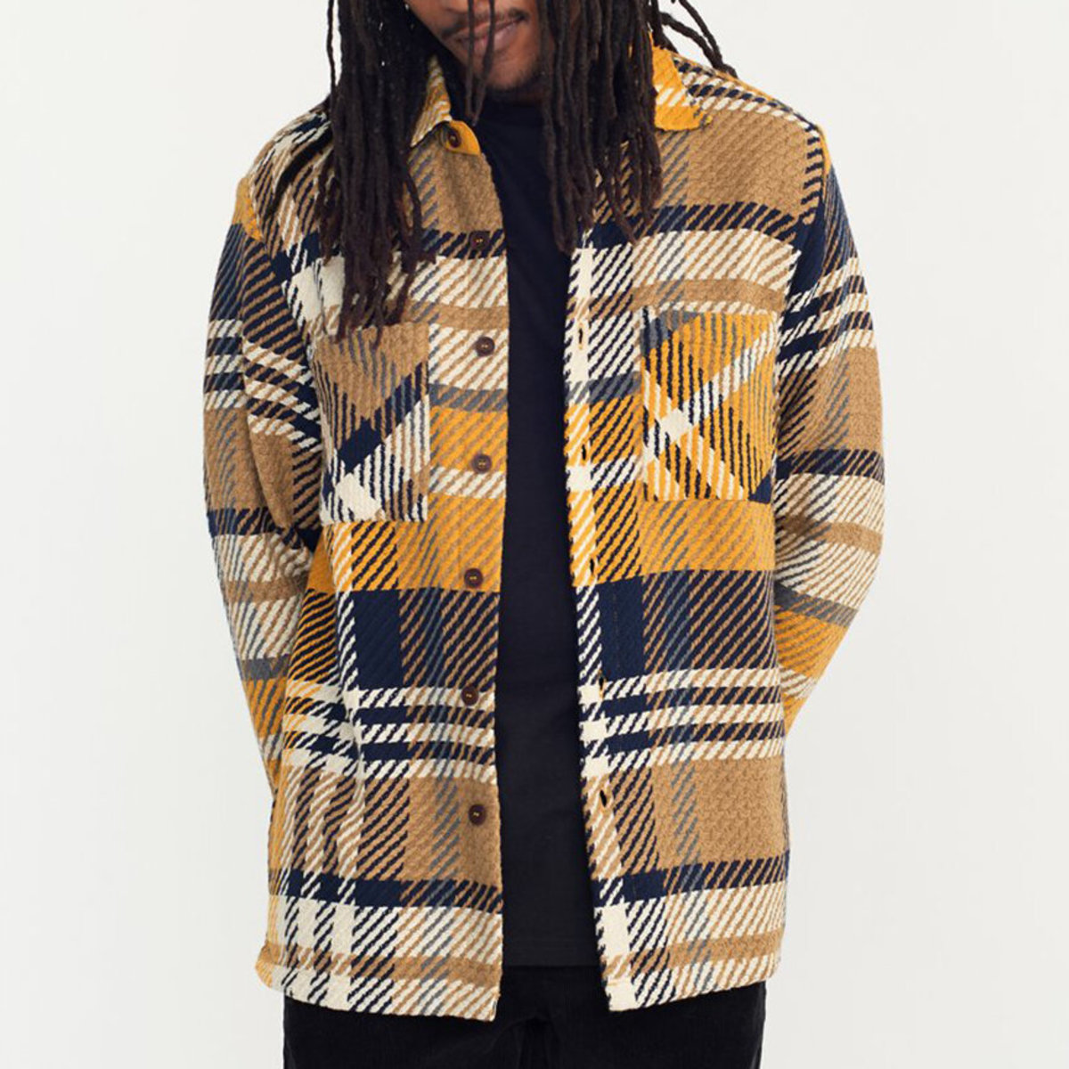 Wax London Whiting Overshirt - Navy/Yellow Plaid - Image 1 of 8