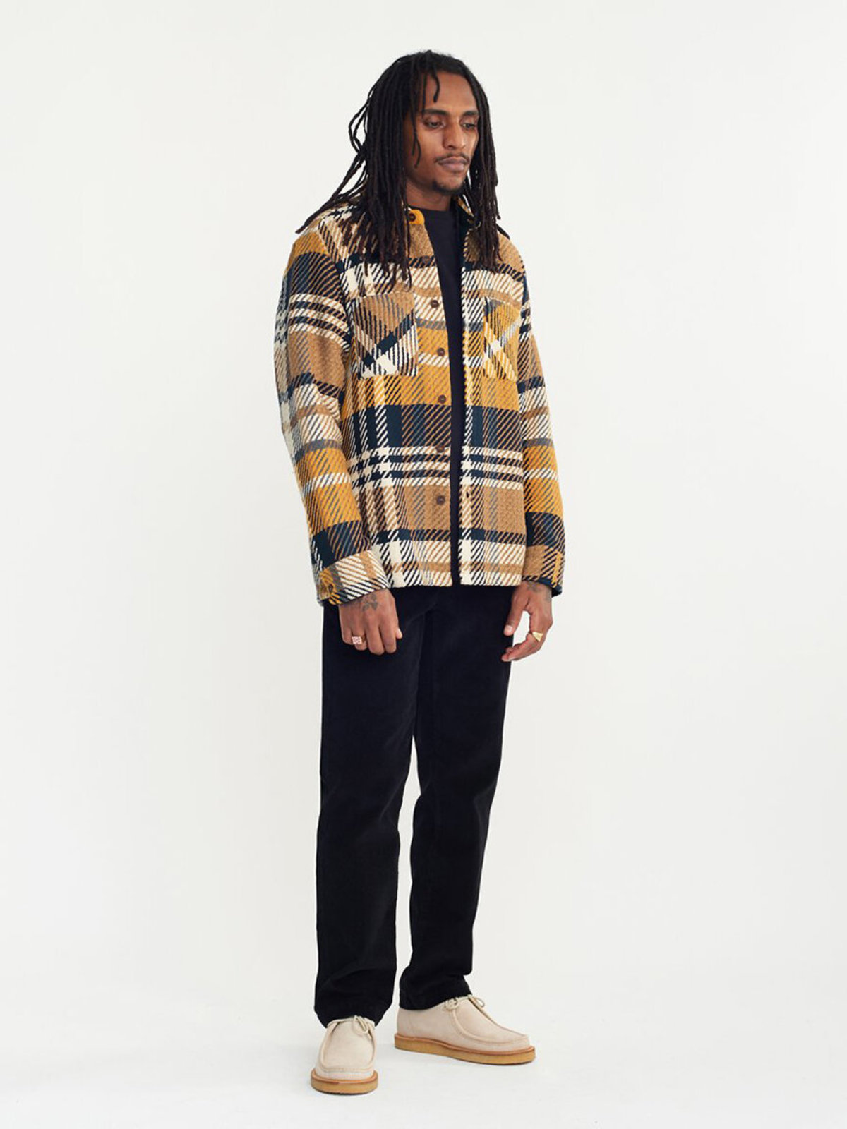 Wax London Whiting Overshirt - Navy/Yellow Plaid - Image 3 of 8