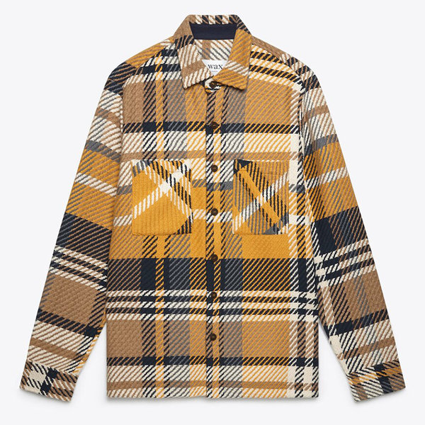 Wax London Whiting Overshirt - Navy/Yellow Plaid
