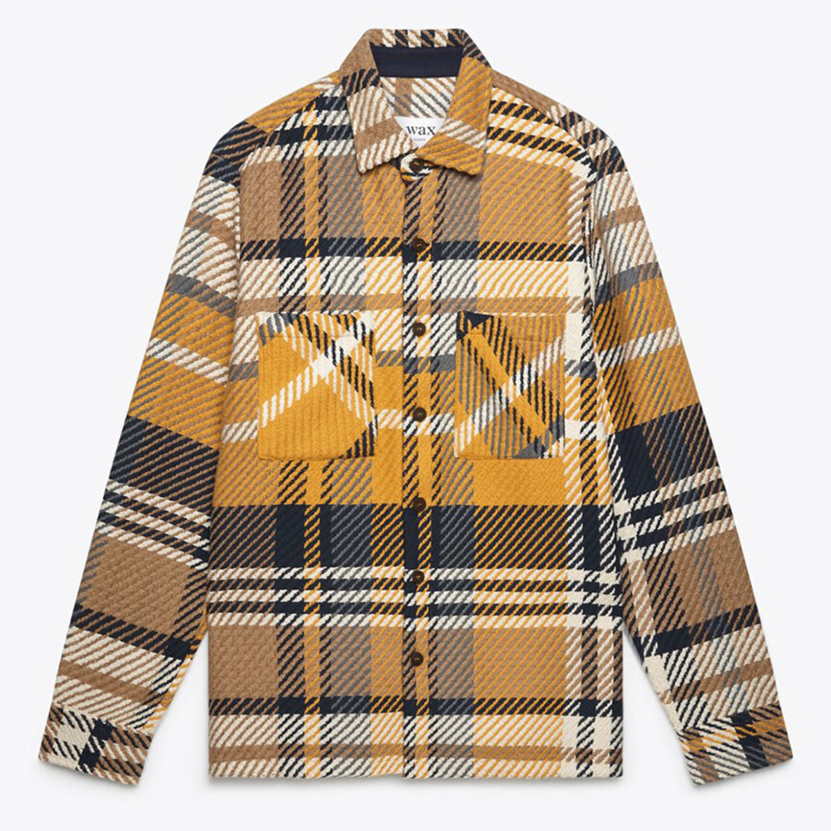 Wax London Whiting Overshirt - Navy/Yellow Plaid - Image 7 of 8