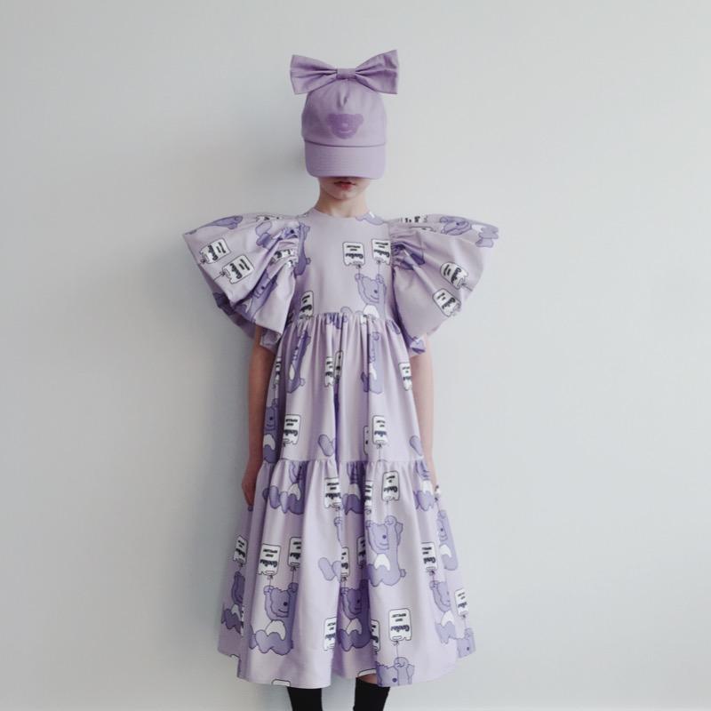 kids caroline bosmans long dress - allover purple teddy | Garmentory