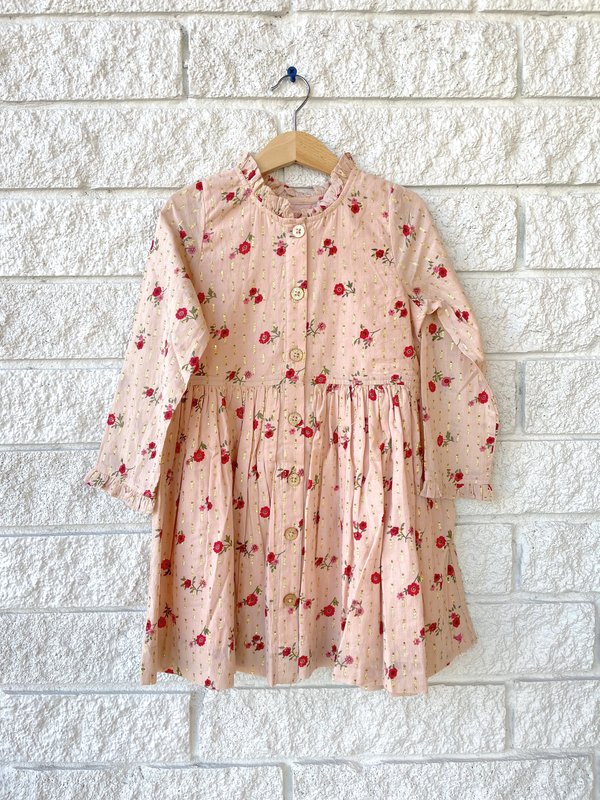 pink chicken autumn dress Girls Autumn Dress