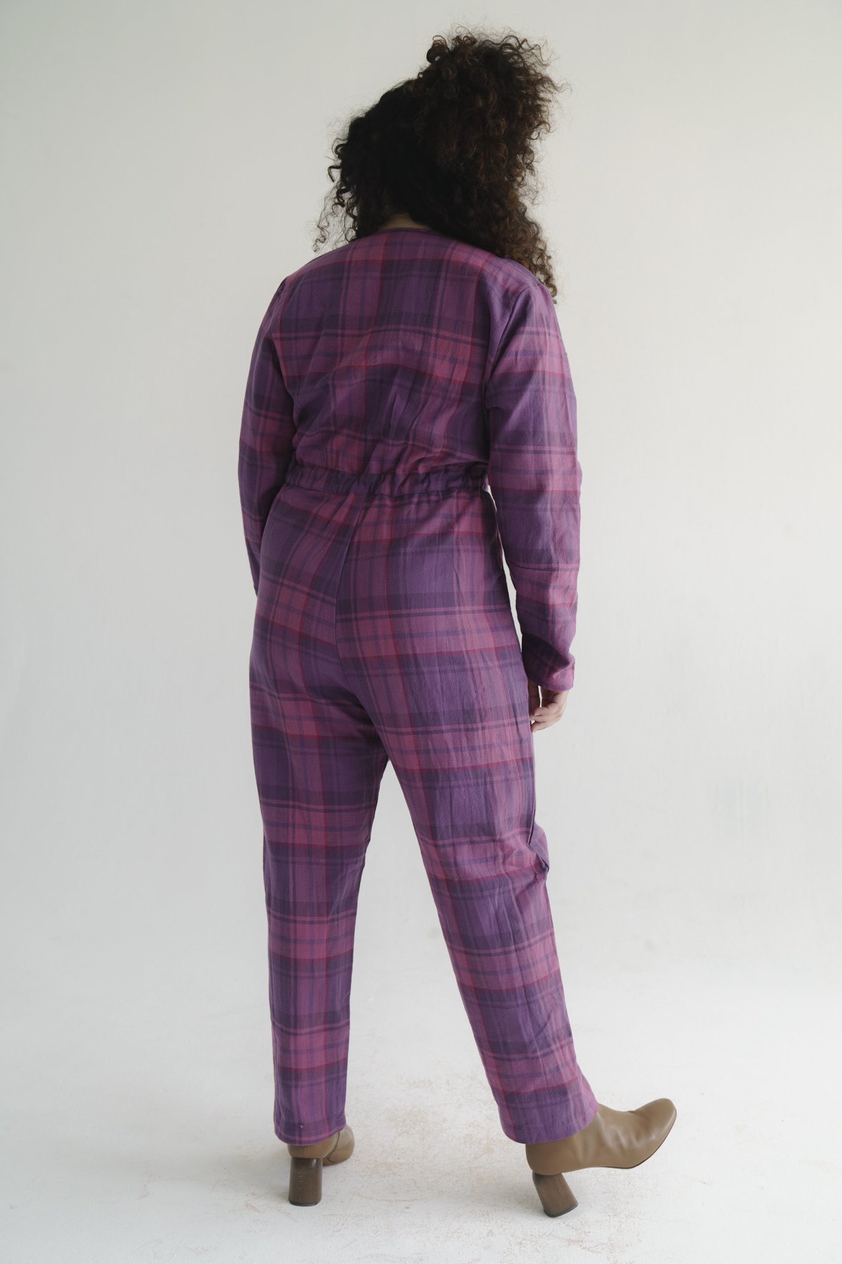 SELVA / NEGRA bravado jumpsuit - magenta plaid - Image 6 of 6