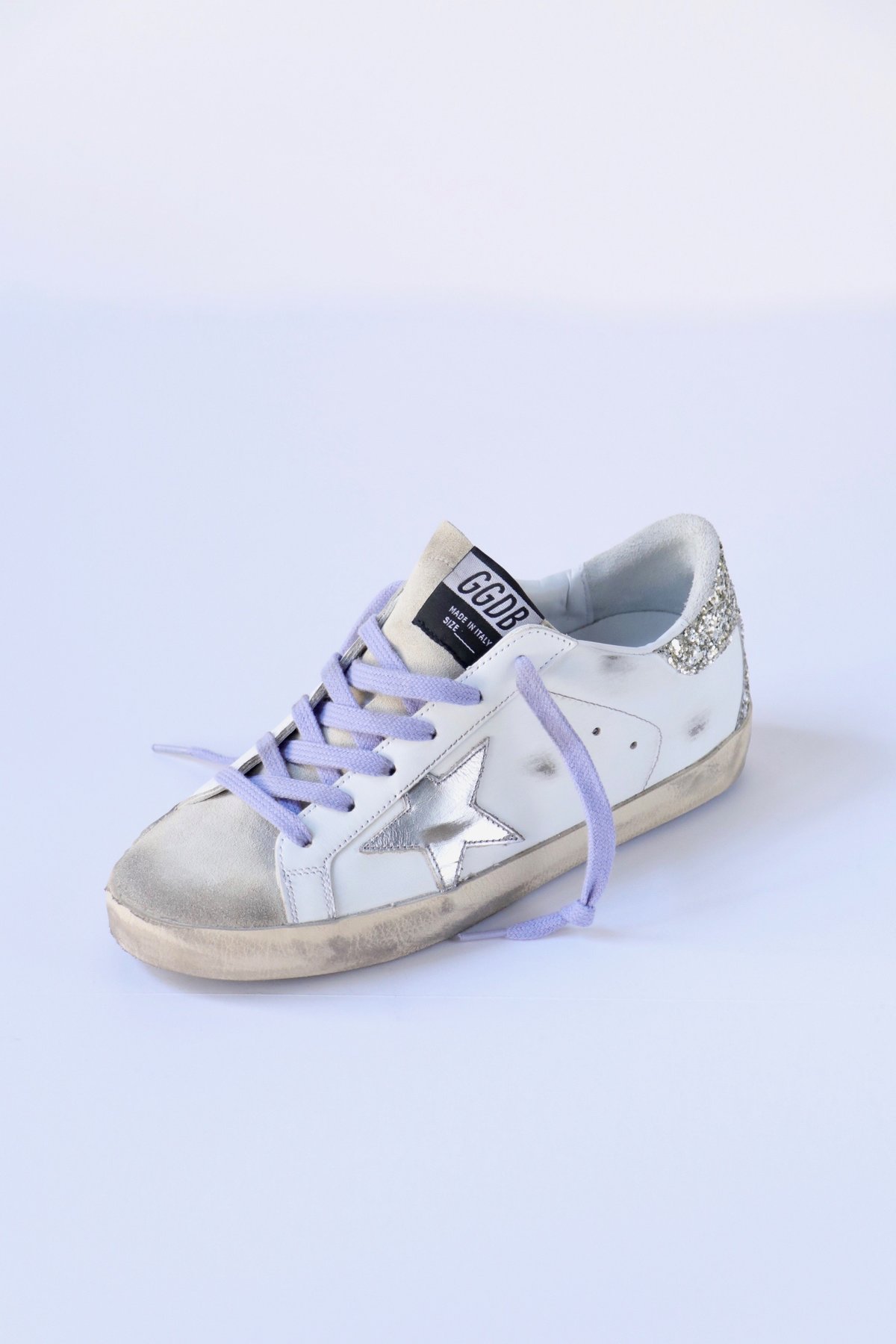 Golden Goose Super Star Sneakers - Silver Glitter Heel - Image 3 of 5