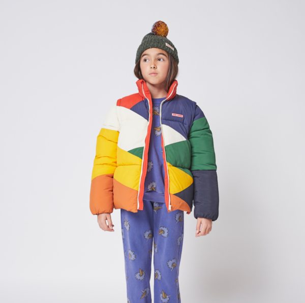 multi coloured puffer jacket