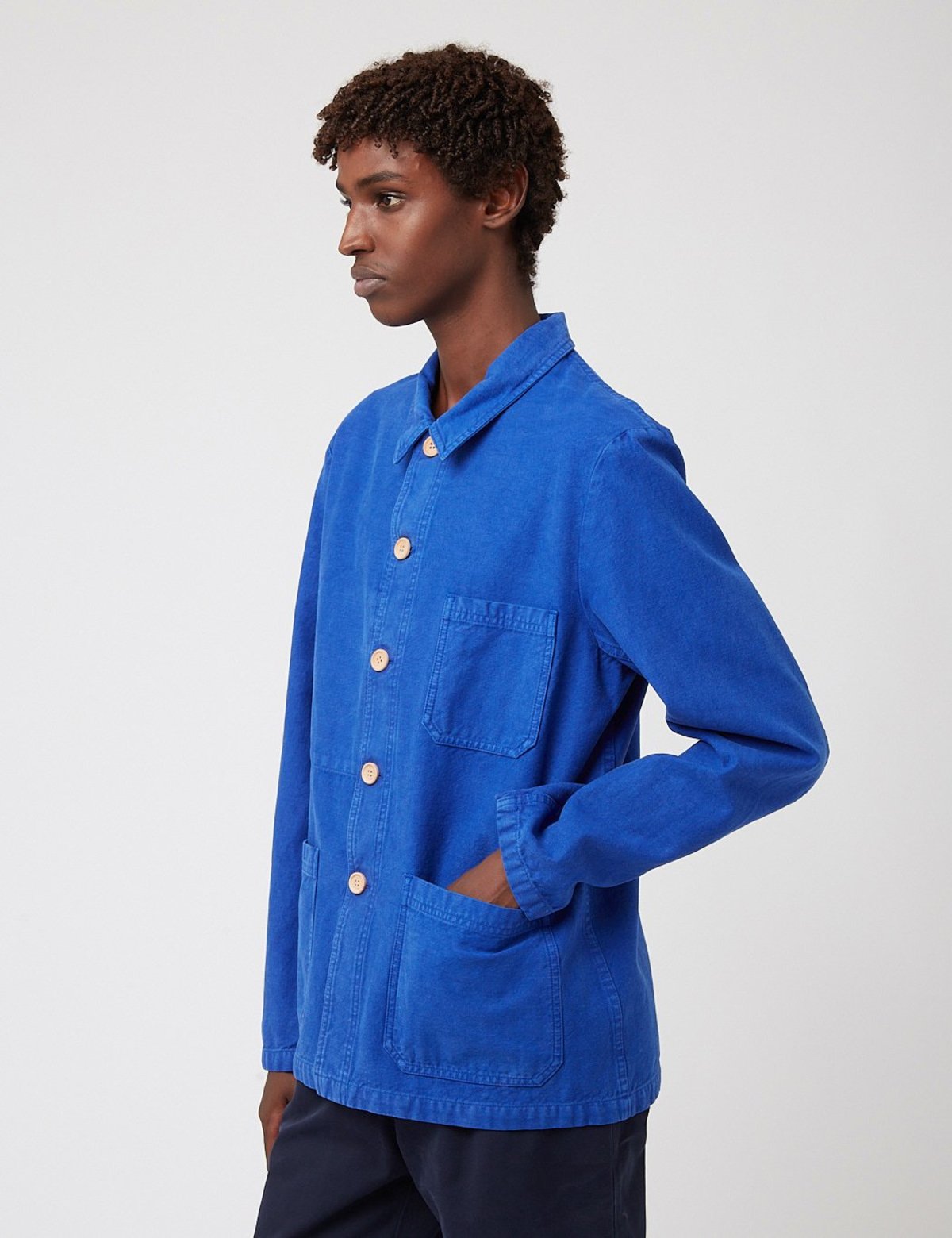 Bhode Wood Buttons Chore Jacket - Bugatti Blue | Garmentory